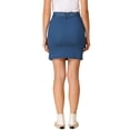 thumbnail image 3 of INSPIRE CHIC Women's High Elastic Waist Belted Short Pencil Skirt with Pockets S Blue, 3 of 6