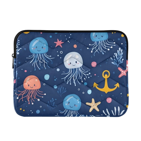 FORMRS 13"-13.3" Laptop Sleeve Protective Case Soft Carrying Quilted Computer Bag Cover, Blue Jellyfish