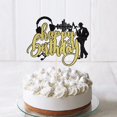 thumbnail image 3 of Saxofón Cake Topper Happy Birthday con purpurina negra y dorada, 3 of 7