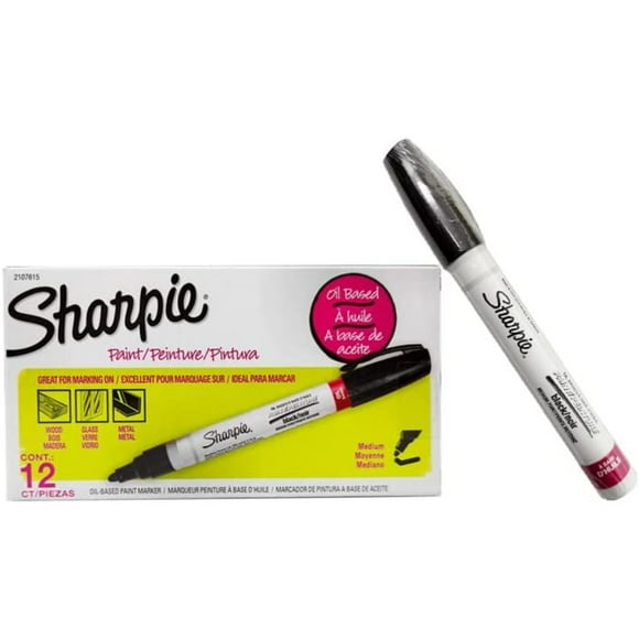 Sharpie Marcador de pintura a base de aceite Sharpie Punta media Tinta negra Unisex