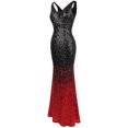 thumbnail image 4 of Angel fashions Robe de Soirée pour Femme à Col en V, Paillettes Scintillantes Style Gatsby 20s Flapper, 4 of 7