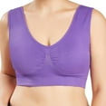 thumbnail image 4 of 3 Pack Women's Plus Size Pure Comfort Seamless Wirefree Bras,Cozy Pullover Bra Underwear,Push up Brassiere,Yoga Fitness Tops Sports Bras Exercise Offers Back Support(Red&Dark Blue&Dark Purple,5XL), 4 of 8