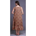 thumbnail image 2 of Bimba Dark Rose Brown2 Feather Artistic Sleeveless Night Gown For Womens Cotton Printed Nightwear Ladies Sleepwear Small, 2 of 6