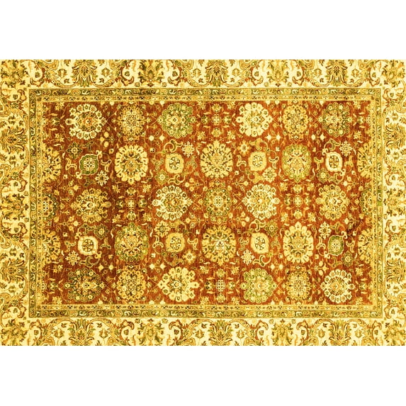 Ahgly Company Indoor Rectangle Oriental Yellow Traditional Area Rugs, 7' x 10'