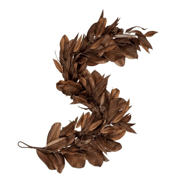 Brown Magnolia Leaf Garland, 6ft Artificial Fall Magnolia Leaves Garland, Fall Home Decorations for Fireplace Mantel, Rustic Wedding, Indoor and Outdoor Decor