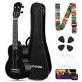 thumbnail image 1 of Ukelele negro AODSK Concert para principiantes de 23 pulgadas con correa de nailon, 4 púas, regalo navideño, 1 of 6