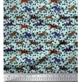 thumbnail image 1 of Soimoi Poly Georgette Fabric Leaves & Running Horse Animal Print Fabric by Yard 42 Inch Wide, 1 of 1
