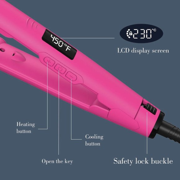 Dual Voltage Hair Straightener and Curler, Double Layer Nano Ceramic Coating, Three Seconds Fast Heat, High-end