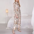 thumbnail image 3 of Pofeuu Autumn Floral Deer Print Womens Pajamas Set Long Sleeve Sleepwear Button Down Nightwear Soft Pj Lounge Sets Button Down Pajamas Women-Large, 3 of 7