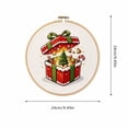 thumbnail image 3 of Christmas Cross Stitch Kit Gift Box Present with Tree Candy Cane Embroidery Pattern Round Hoop, 9.5 Inch Pre-Printed Canvas DIY Holiday Wall Decor for Adults, 3 of 5