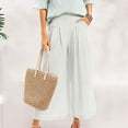 thumbnail image 3 of SNKSDGM Women's Plus Linen Pants Women Summer Slit Women's Pants Suits for Work Women's Solid Summer and Linen High Waist Thin Casual Loose Wide Leg Pants, 3 of 8