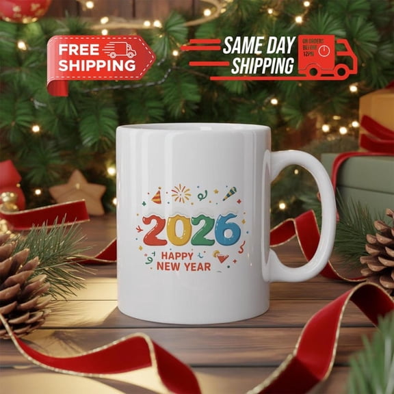 2026 Happy New Year Mug, New Year Gift Idea, Fest Coffee Cup, Colorful 2026 Cup, H1oliday Gift for F11RIENDS and Family, CH1Ristmas Mug 2025