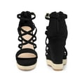 thumbnail image 5 of BLISSFUL STEP Platform Denim Strappy Wedge Heel Sandals for Women, 5 of 5