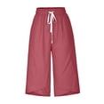 thumbnail image 4 of Capri Pants for Women Casual Cotton Linen Drawstring Lounge Pants Summer Loose Comfy Curved Hem Pants Pockets Ladies Comfy Plus Size 2026 Trendy Outfits Lightweight Cute Fashion Dressy Clothes, 4 of 6