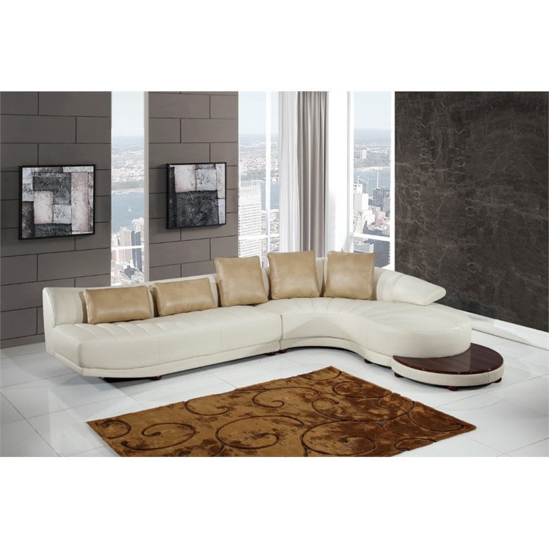 Global Furniture Sectional with End Table in Ivory - Walmart.com