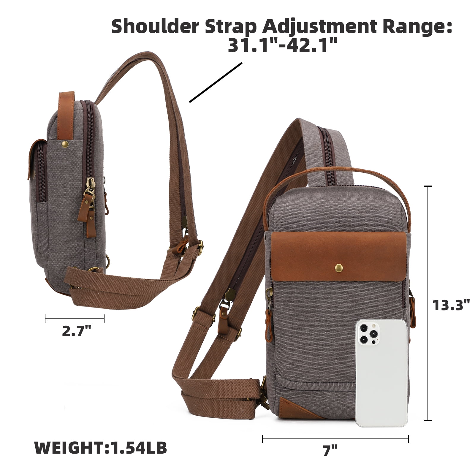KL928 Canvas Sling Bag Crossbody Backpack Shoulder Casual Rucksack for Men Women