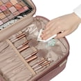thumbnail image 4 of Bolsa de maquillaje de viaje NISHEL grande de doble capa para mujer, 4 of 7