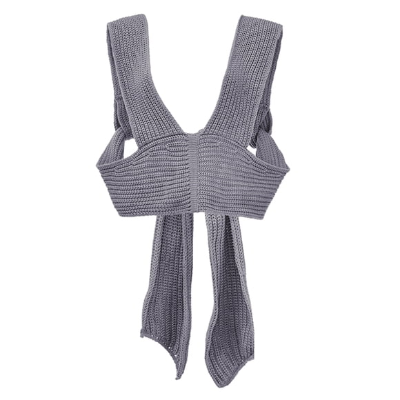 Chic Mujeres De Punto Vendaje Self Tie Tank Top Chaleco Sin Mangas DIY Wear Gris Sunnimix Chaleco de punto