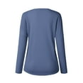 thumbnail image 5 of Womens Tops Casual V Neck Button Up Blouses Long Sleeve Loose Waffle Knit Tunic Henley Shirts Ribbed Solid Color Stretchy Stylish Basic T Shirts 2023, 5 of 7
