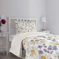 thumbnail image 5 of Ambesonne Floral Quilted Bedspread Set 2 Pcs, Blossoming Wild Flowers, Twin Size, White Yellow Purple, 5 of 6
