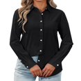 thumbnail image 2 of CHOK Women‘s Long Sleeve Cotton Linen Shirts Collared Blouses Tops with Pockket, 2 of 6