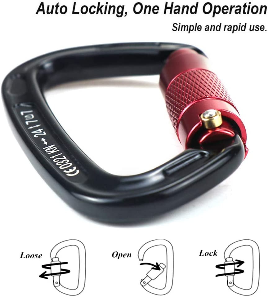 3 Large Aluminum Carabiner Clip D-Ring Locking Multipurpose for Camping and Hiking and Keychains and Knapsack and Outdoors and Gym 10PCS Carabiner 
