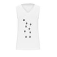 thumbnail image 4 of Tops de Lino para las Mujeres Pequeña Impresión Cuello Redondo Botón Arriba Manga Corta, Tops Cortos para las Mujeres, 4 of 6