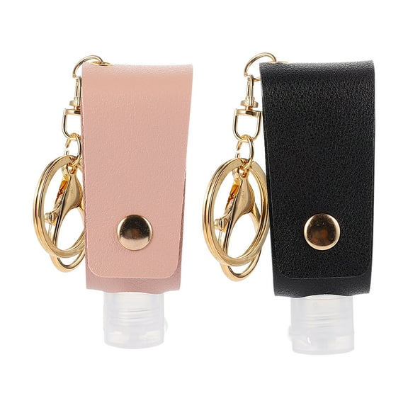 GOOHOCHY 2Pcs Lotion Keychain with Protective Cover for Hand Washing Gel in Pink 5x7CM