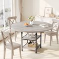 thumbnail image 2 of Roman Column Round Dining Table for 4-6 - 1.2'' Thick MDF Top with Built-in Storage - Metal Base - Modern Design Kitchen, Dining or Living Room Table - Grey, 2 of 8
