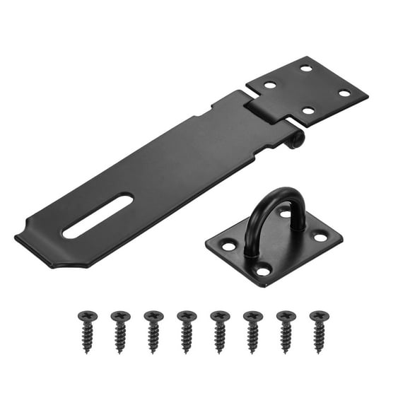 Unique Bargains 5 Inch Padlock Latch, Stainless Steel Barn Door Security Padlock Hasp Lock Latch, Black