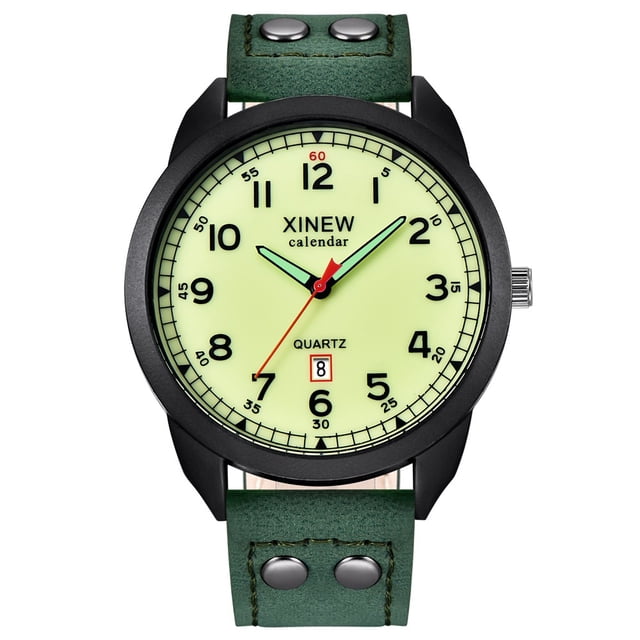 Relojes de pulsera de cuarzo analógico casual de cuero de los hombres Fecha Relojes de negocios Regalos ANMAO MXCH1220-2346WAT