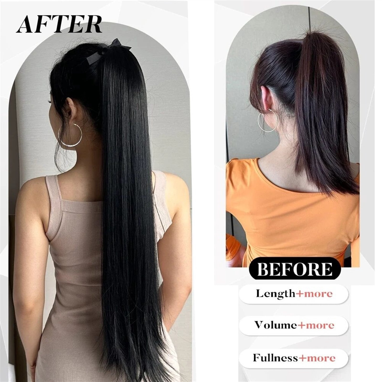 85CM Clip in Ponytail Extension Wrap Around Long Straight Pony Tail Hair Synthetic Hairpiece for Women Heat Resistant