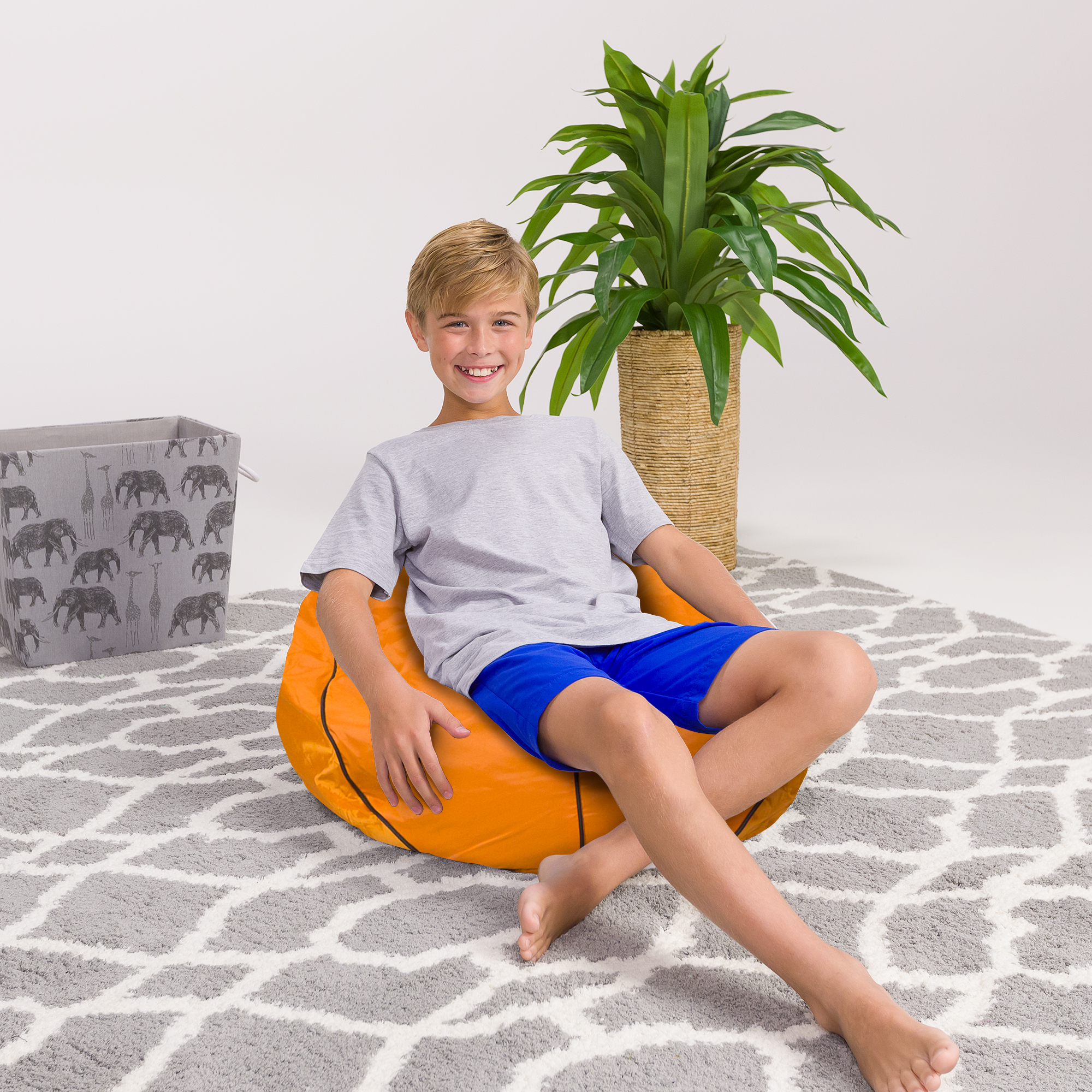 Posh Creations Bean Bag Chair, Kids, 2.25 ft, Basketball Orange