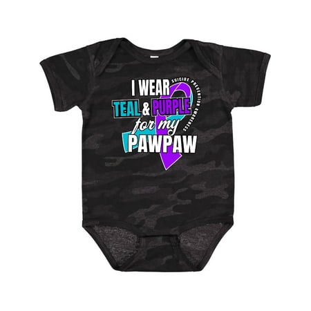 

Inktastic Suicide Prevention I Wear Teal and Purple for My Pawpaw Gift Baby Boy or Baby Girl Bodysuit