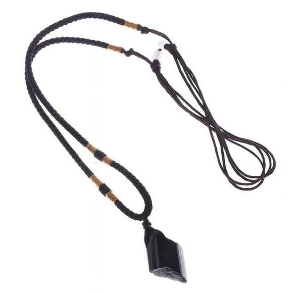CNKOO Natural Black Tourmaline Stone Necklace Crystal Black Tourmaline Pendant