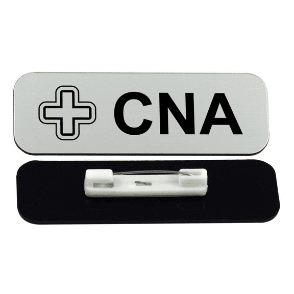 All Quality CNA 1 x 3" Name Tag/Badge, Silver, (3 Pack)