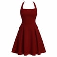 thumbnail image 5 of XuJwPNcy Summer Dresses for Women Square Neck Sleeveless Halter Dresses A Line Pleated Mini Dress for Cocktail Party, 5 of 5