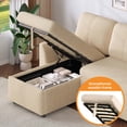 thumbnail image 5 of Craftian 84" Convertible Sofa Bed with Storage Chaise and Pocket, L Shape Pull Out Sofa Bed, 2 in 1 Sleeper Sofa Sectional Couch for Living Room, Beige, 5 of 9