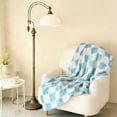 thumbnail image 4 of ROSEKIND Colorful Checkered Flannel Blanket, Super Soft Aesthetic Checkerboard Throw, Thick Fuzzy Fleece Nap Blanket for Single Bed, Gifts for Men, Women and Pets, 50"x60", Light Blue, 4 of 8