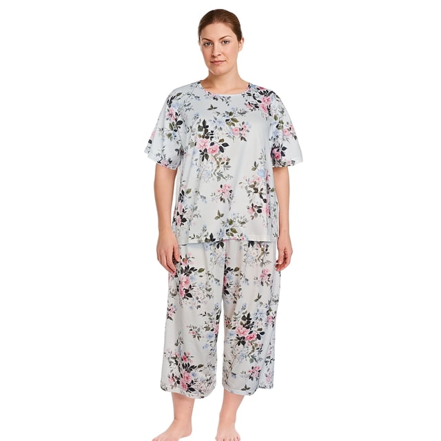 HITIME Pijama para Mujer de Seda de Leche Talla L, Conjunto de Playera y Pantalón Tobillero, Tela Ultra Suave y Transpirable para Lounge o Dormir