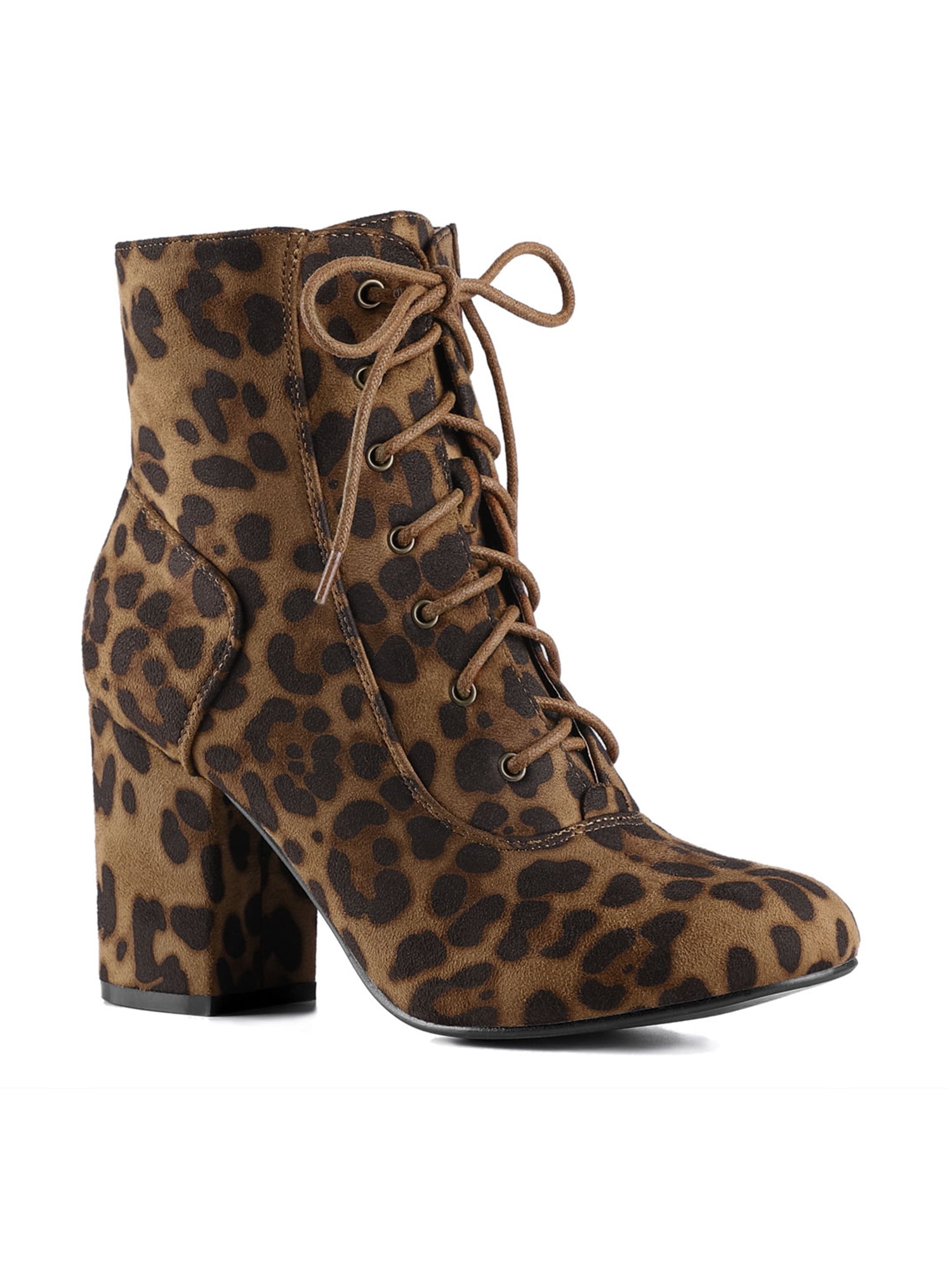 leopard print chunky boots