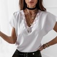 thumbnail image 2 of Babysbule Clearance Womens Tops, Fashion Womens Summer Solid Short Sleeve Lace Slim Sexy Casual Blouse Tops, 2 of 9