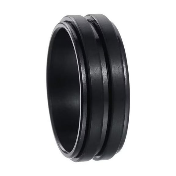PAURO Unisex's Stainless Steel Simple Classic Elegant Novel Rotatable Anxiety Ring Black Size 7