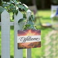 thumbnail image 2 of Beautiful Sunrise over Mountains Welcome Sign Front Door PVC 14x10 inch Hanger Hello Sign Farmhouse Wall Porch Home Outside Decor, 2 of 6