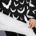 thumbnail image 3 of Oversized Wearable Blanket Hoodie,Black Halloween Bat Silhouettes Sherpa Blanket Hoodie with Super Pockets,Super Warm Fuzzy Pullover for Women & Men, 3 of 6