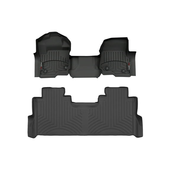 WeatherTech Custom Fit FloorLiners compatible with 2025-2025 Ford Super Duty - 1st Row Over-The-Hump & 2nd Row, Black