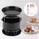 thumbnail image 5 of Juego de accesorios para freidora de aire 7 en 1, piezas, soporte de Metal, estante para brochetas, barril para pasteles (negro), 5 of 8