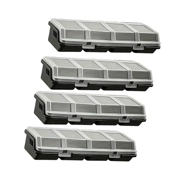 Organizador de tornillos de 4 piezas, organizador de almacenamiento con 4 compartimentos, separadores y estuches para tornillos. Negro