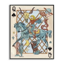 Stupell Industries Cowgirl Queen of Hearts Entertainment Painting Black Framed Art Print Wall Art, 11 x 14