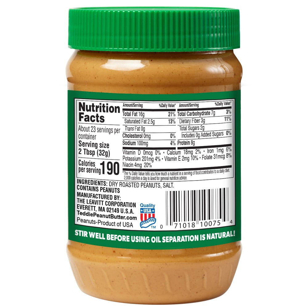 (6 pack) Teddie All Natural Super Chunky Peanut Butter, 26 oz